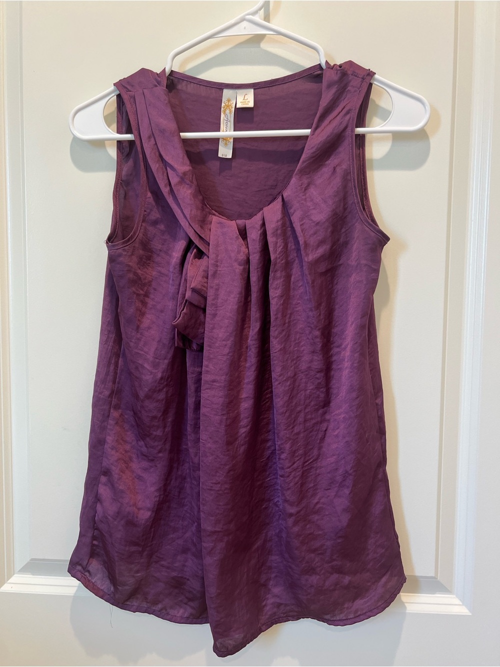 Adiva Plum Sleeveless Ruffle Neck Tank Top